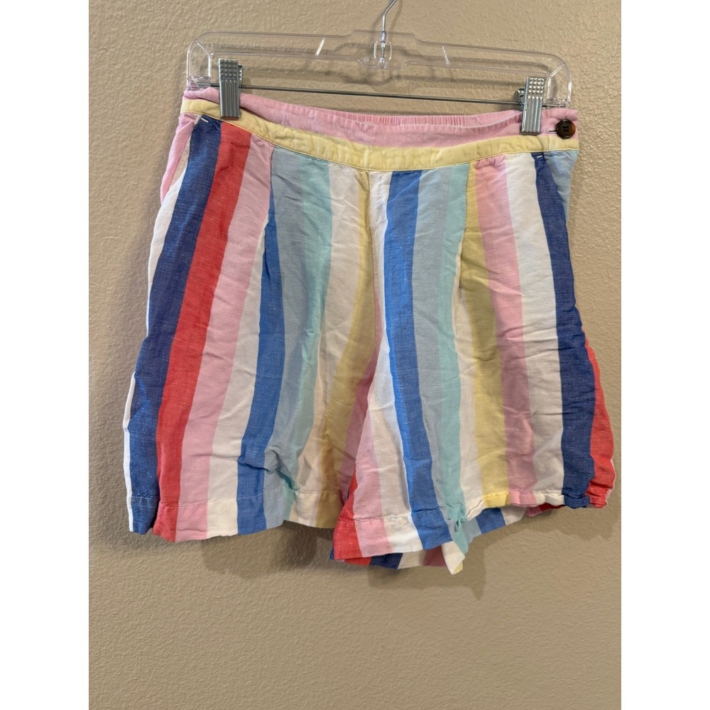 Joules Coretta Shorts Womens 8 Multi Stripe Excellent Linen Blend High Rise